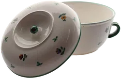 Gmundner Keramik Schüssel mit Deckel & Henkeln | Handbemalt | Streublumen-Dekor | Vintage - Bild 2