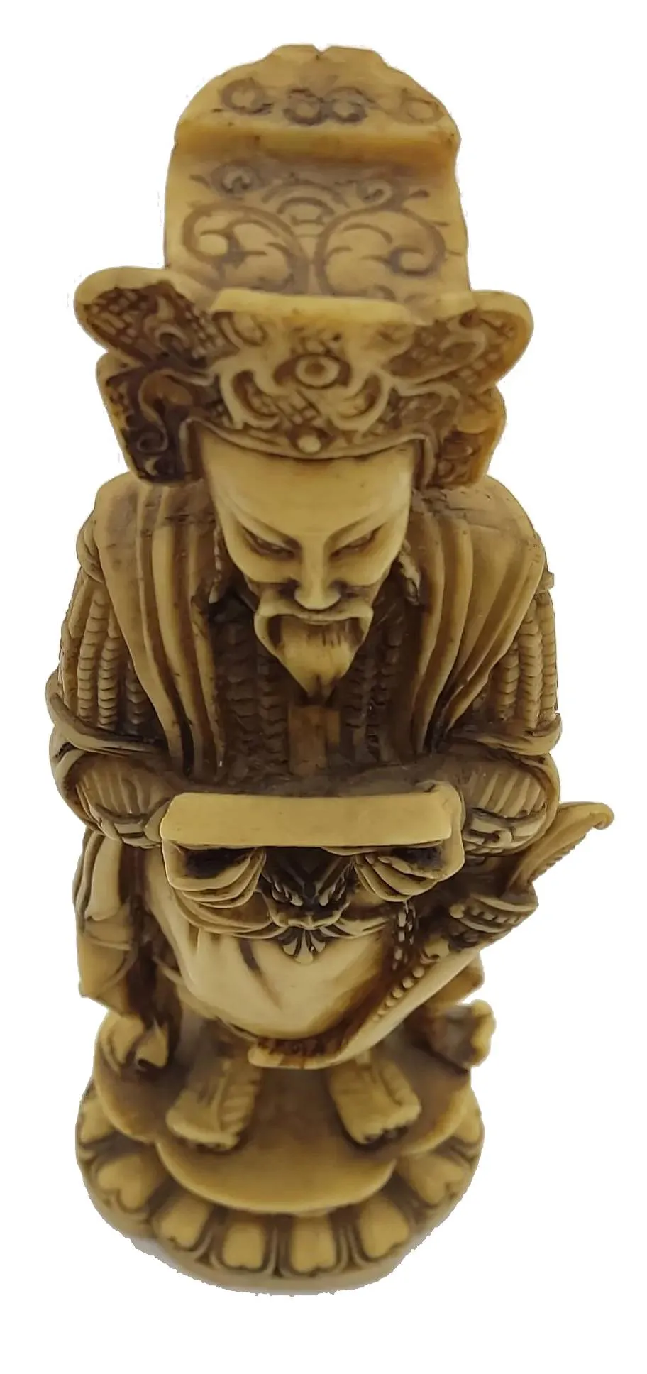 Dekorative asiatische Figurenskulptur - Gelehrter mit Schriftrolle – Bild 2