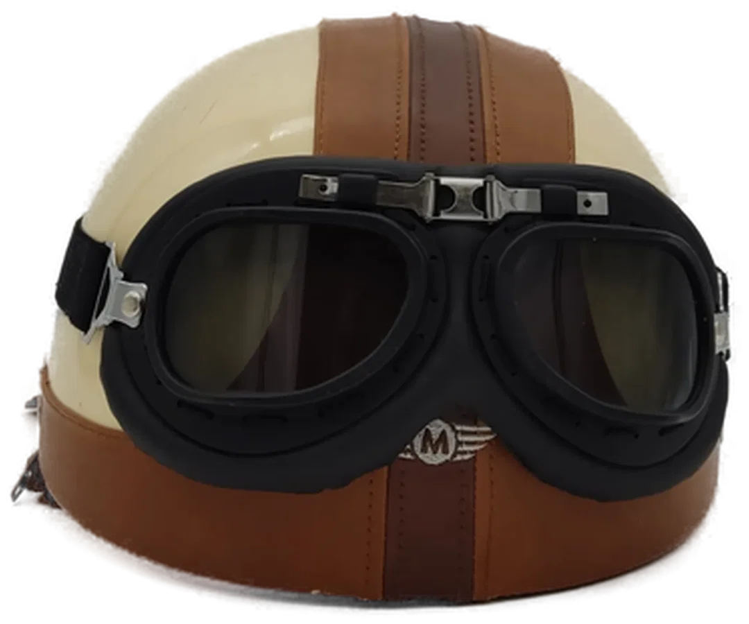 Motorradhelm Retro unisex braun/beige Gr. S (55-56) – Bild 4