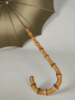 Vintage-Flanierschirm / Sonnenschirm / Damenschirm - beige-braun gemustert - Bild 4