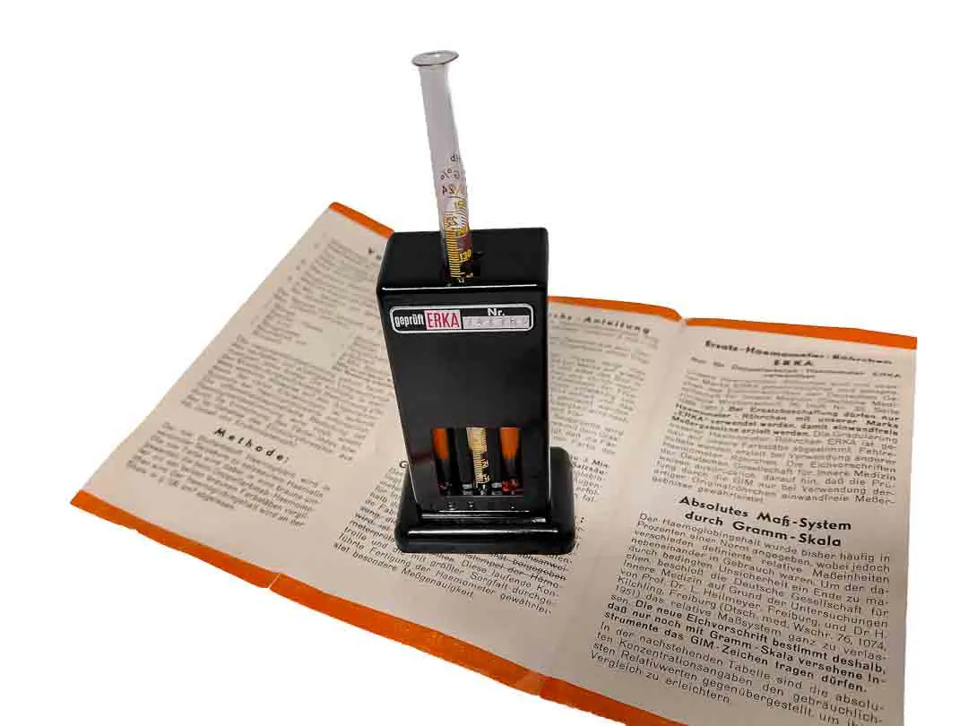 Vintage Antikes ERKA Doppelfarbstab-Hämometer im Originalkoffer mit Anleitung – Bild 3