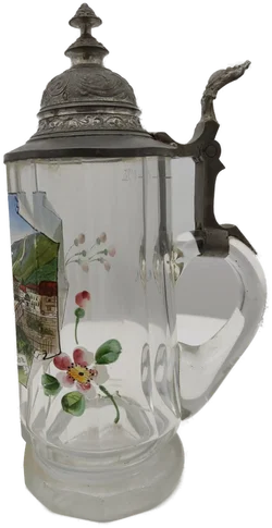 Glas-Bierkrug Pontafel-Pontebba Mit Zinndeckel 0,3 L | Historisches Sammlerstück - Bild 6