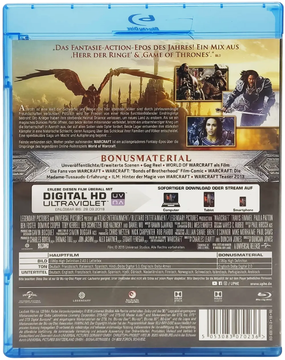 Blu-Ray "Warcraft - The Beginning" mit Paula Patton und Ben Foster (ink. Digital HD Ultraviolet) – Bild 2