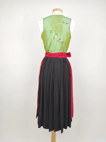 Salzburger Dirndl-Look Damen Trachten Kleid, grün/schwarz/rot - Gr. XS – Bild 5