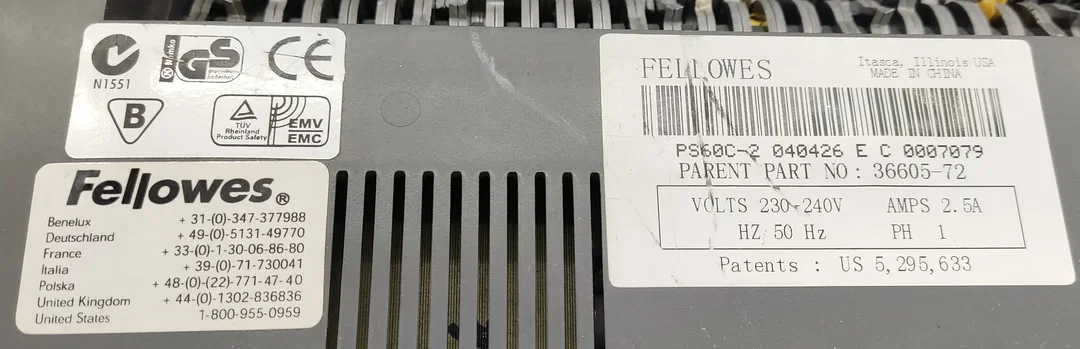 Schredder Fellowes Aktenvernichter PS60C-2 grau – Bild 6
