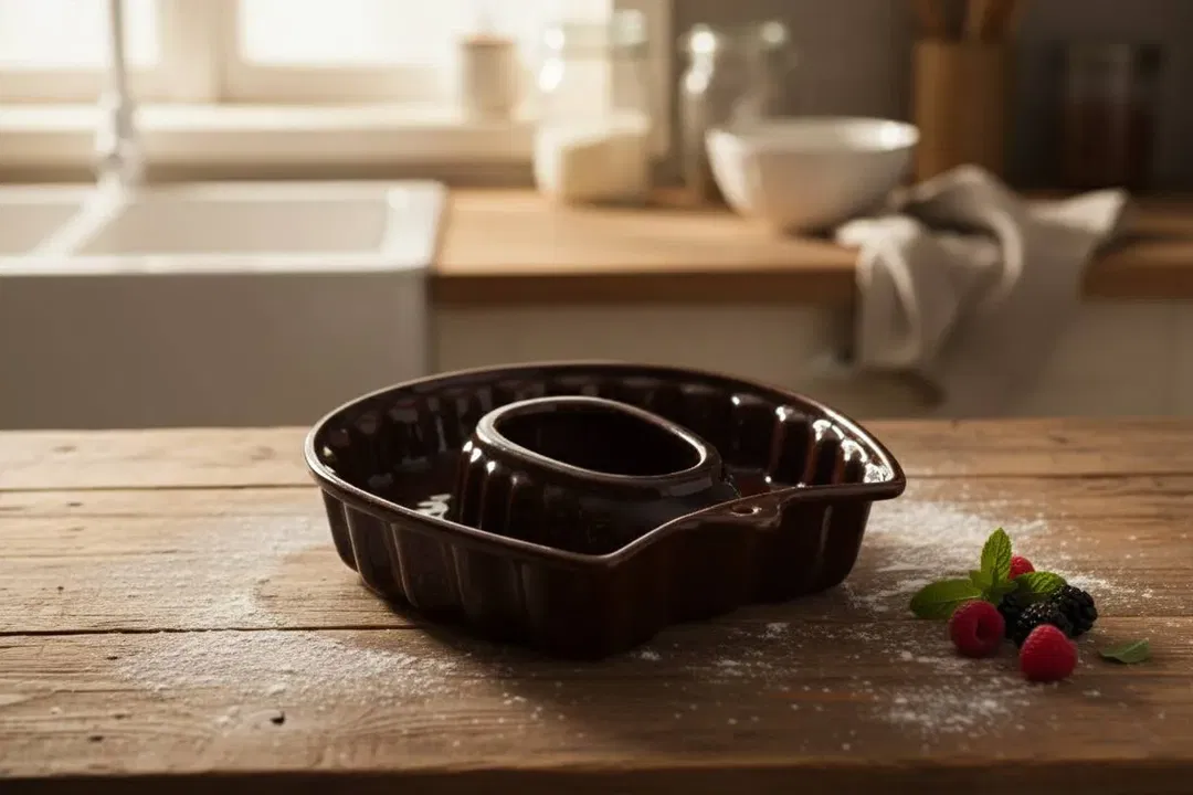 Westdeutsche Keramik Backform Wanddeko, braun glasiert, Länge ca. 30 cm - Bild 1