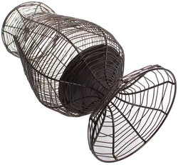 Großer Drahtkorb mit Deckel auf Fuß – Höhe ca. 45 cm, Metallgeflecht - Bild 4