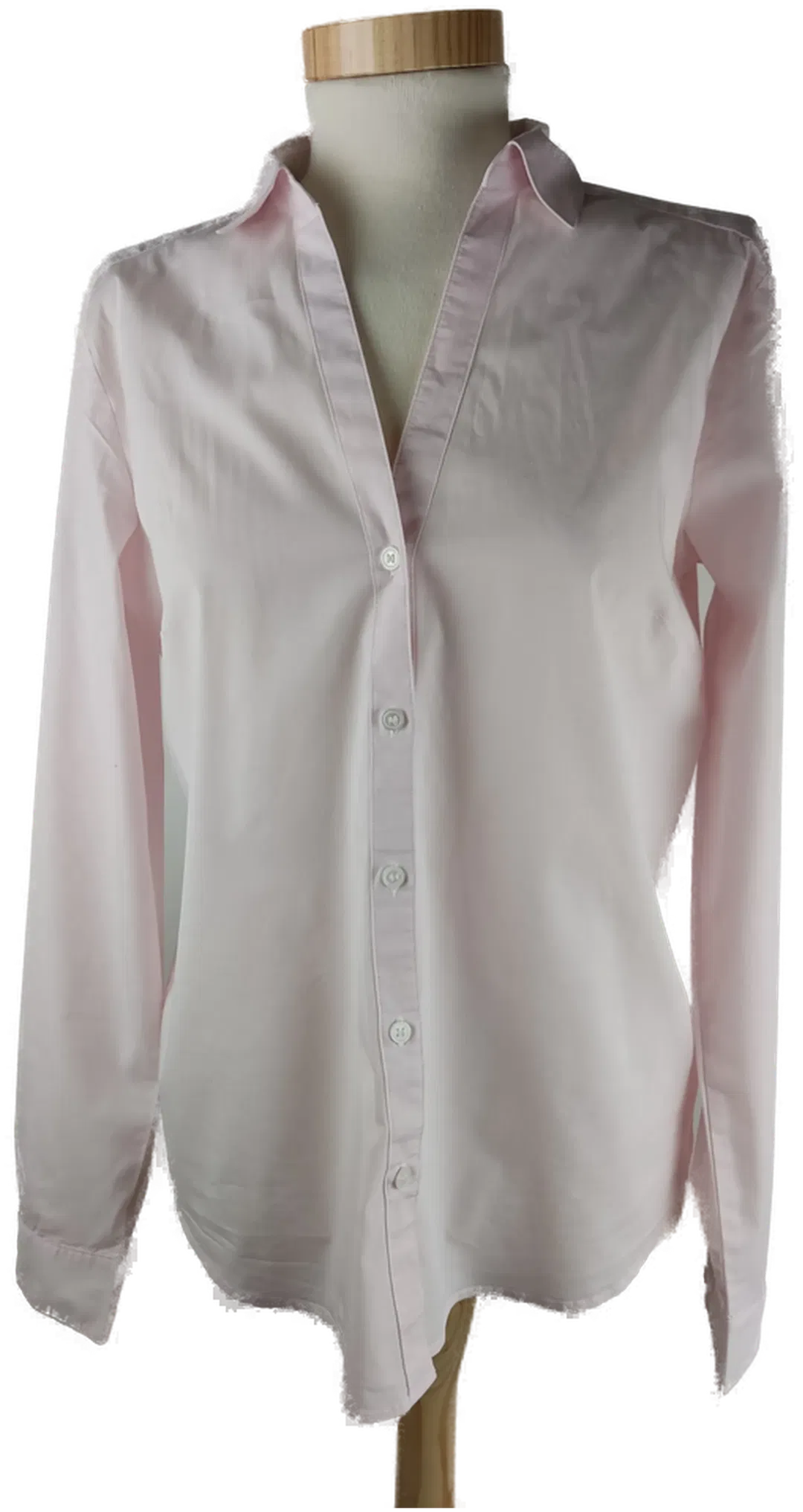 Bluse 'H&M', langarm mit Hemdkragen, hellrosa/weiß gestreift, Größe 40 - Bild 1