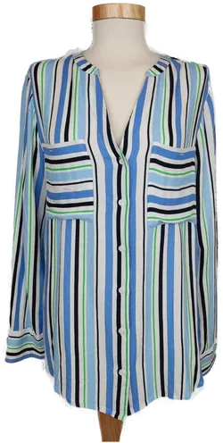 Street One Damen Bluse grün/blau/weiß gestreift - M/38 - Bild 1