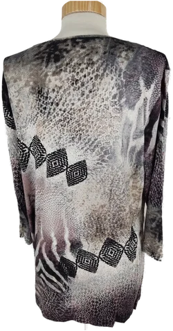 T-Shirt "Fashion Highlight", dreiviertelarm mit Rundhalsausschnitt, beige/braun/schwarz gemustert, Größe XXL – Vorschau 4