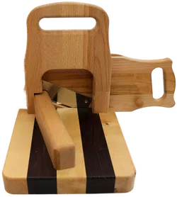 Hobel aus Holz – traditioneller Gemüsehobel mit Edelstahlklinge und Schneidebrett - Bild 4