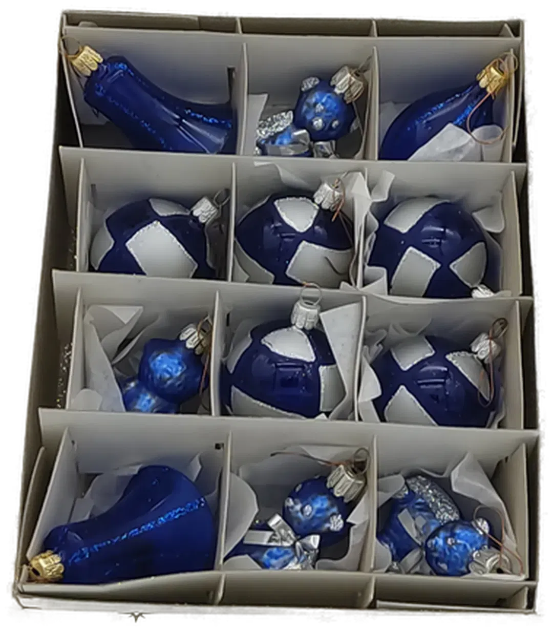 12x Christbaumschuck aus Glas in blau - Bild 4