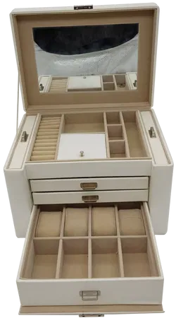 SONGMICS abschließbarer Schmuckkasten mit viel Stauraum in weiß-beige - Bild 2