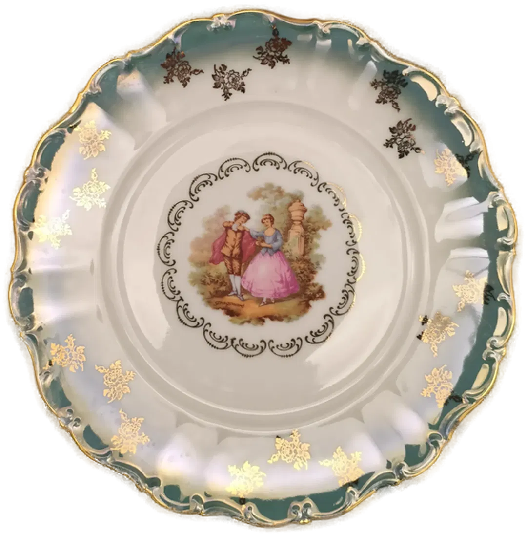 Seltmann Weiden  Porzellanteller Durchmesser 27cm Jean-Honoré fragonard sujet Goldrand - Bild 4