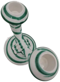 Gmundner Keramik / Kerzenleuchter 2-armig / grüngeflammt - Bild 6