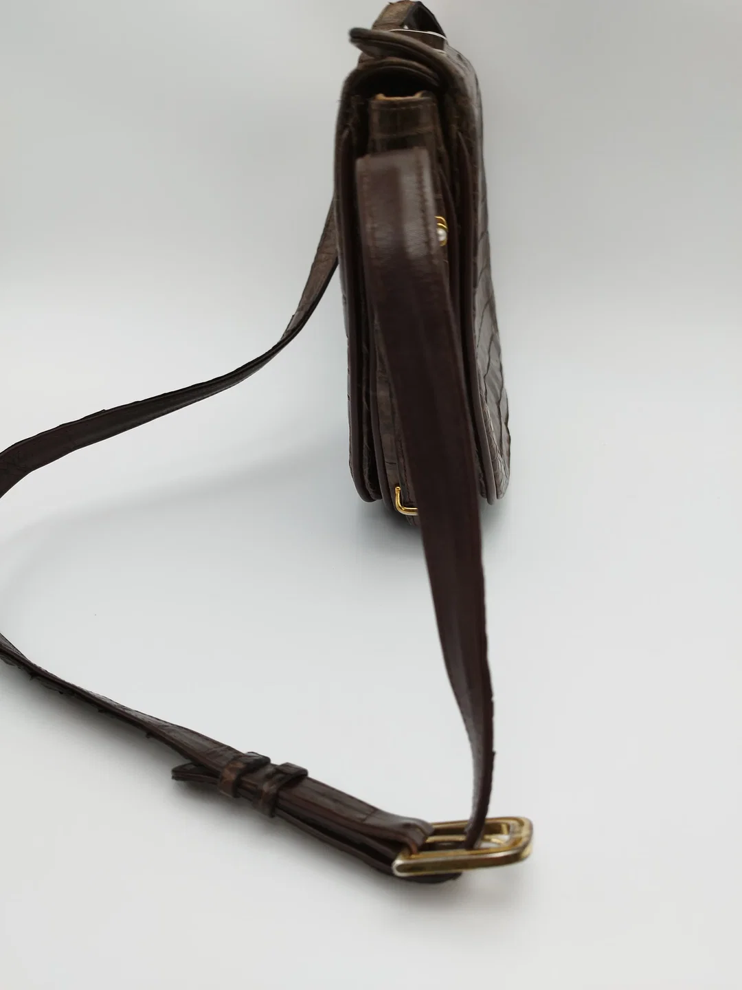 Bally- Vintage Kroko Handtasche in dunkelbraun – Bild 4