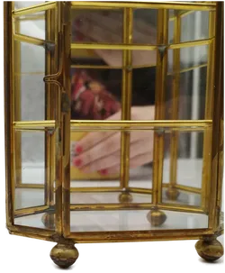 Kleiner Schmuckkasten mit Spiegel - aus Glas u. Metall - Bild 4