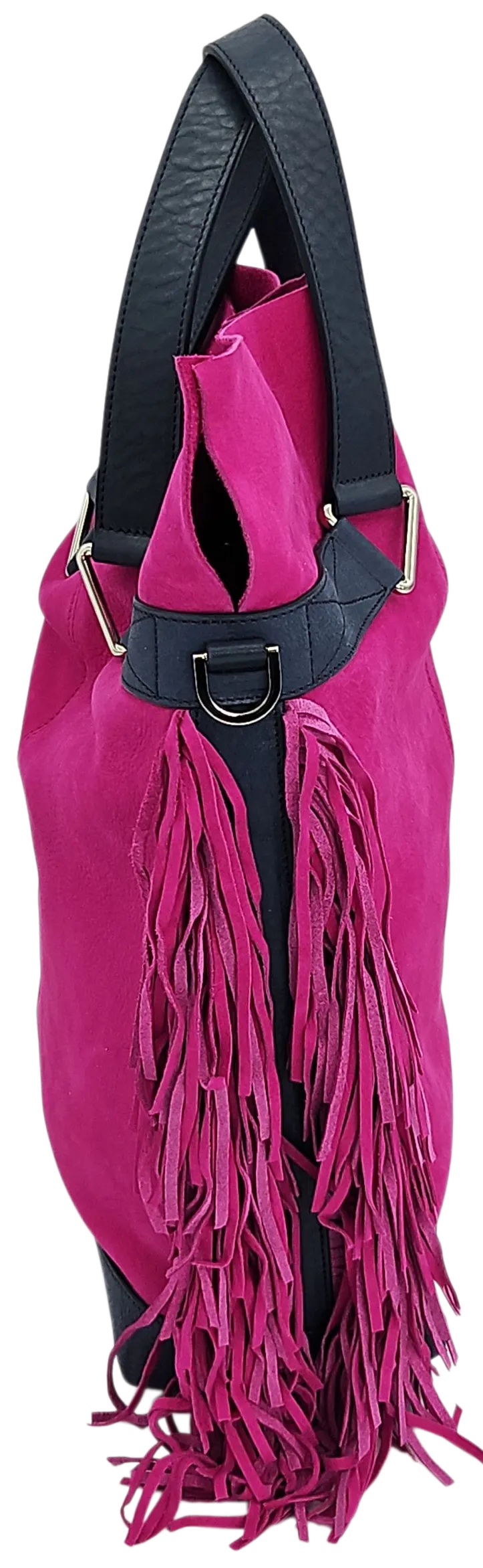 Max V. Koenig Damen Lederhandtasche mit Fransen, lila - Höhe ca. 37 cm – Bild 2