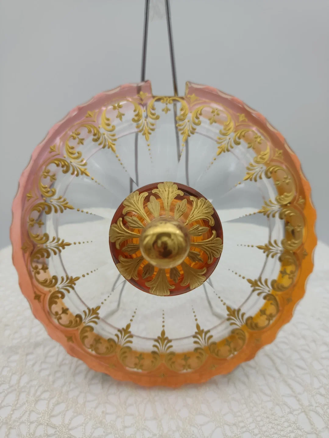 Glas Bowle-Gefäß mit Unterteller mit Golddekor | Festlicher Blickfang – Bild 4