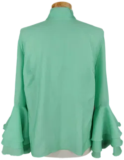 Vintage Damen Bluse mit Trompetenärmeln türkis - L/40 - Bild 3