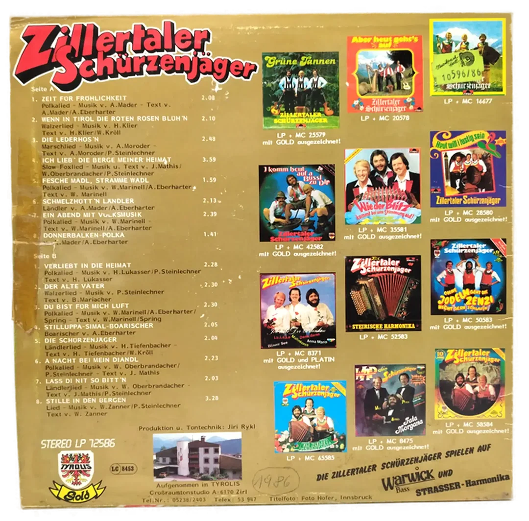 Vinyl Zillertaler Schürzenjäger (1986) | Nimm Dir Zeit für Fröhlichkeit  – Bild 2