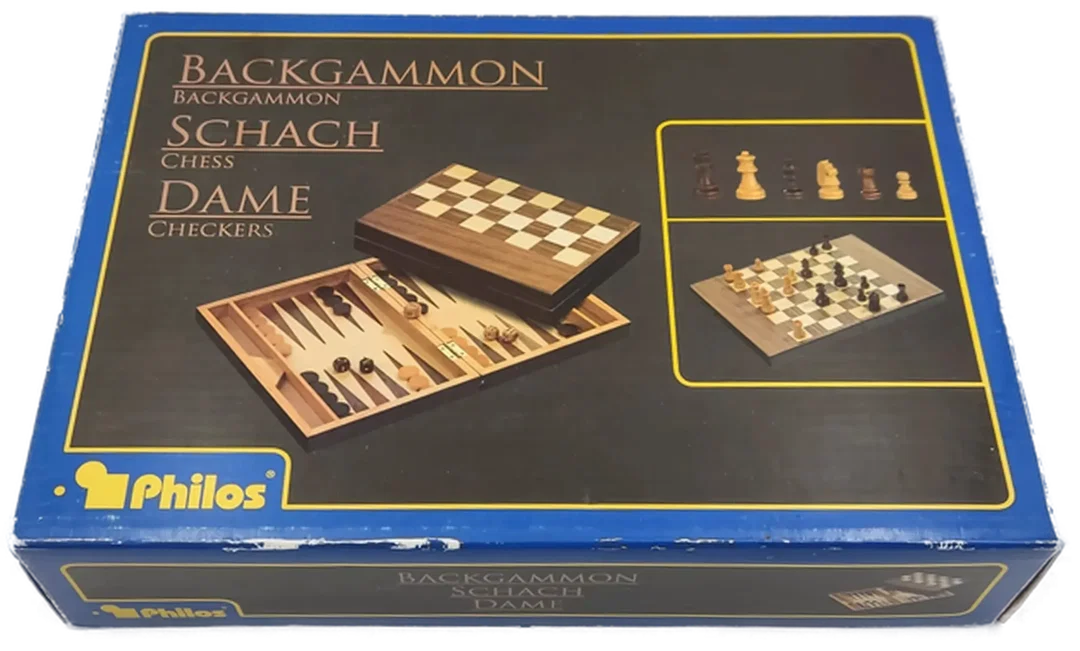 Philos 3-in-1 Spiele-Kompendium – Schach, Backgammon & Dame aus Holz – Bild 2