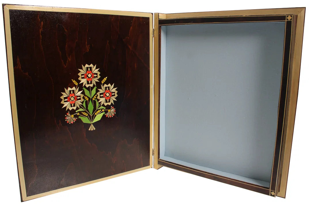 Vintage Intarsien-Kasten für Schachbrett / Backgammon mit UdSSR-Wappen – 39 x 32,5 cm – Bild 2