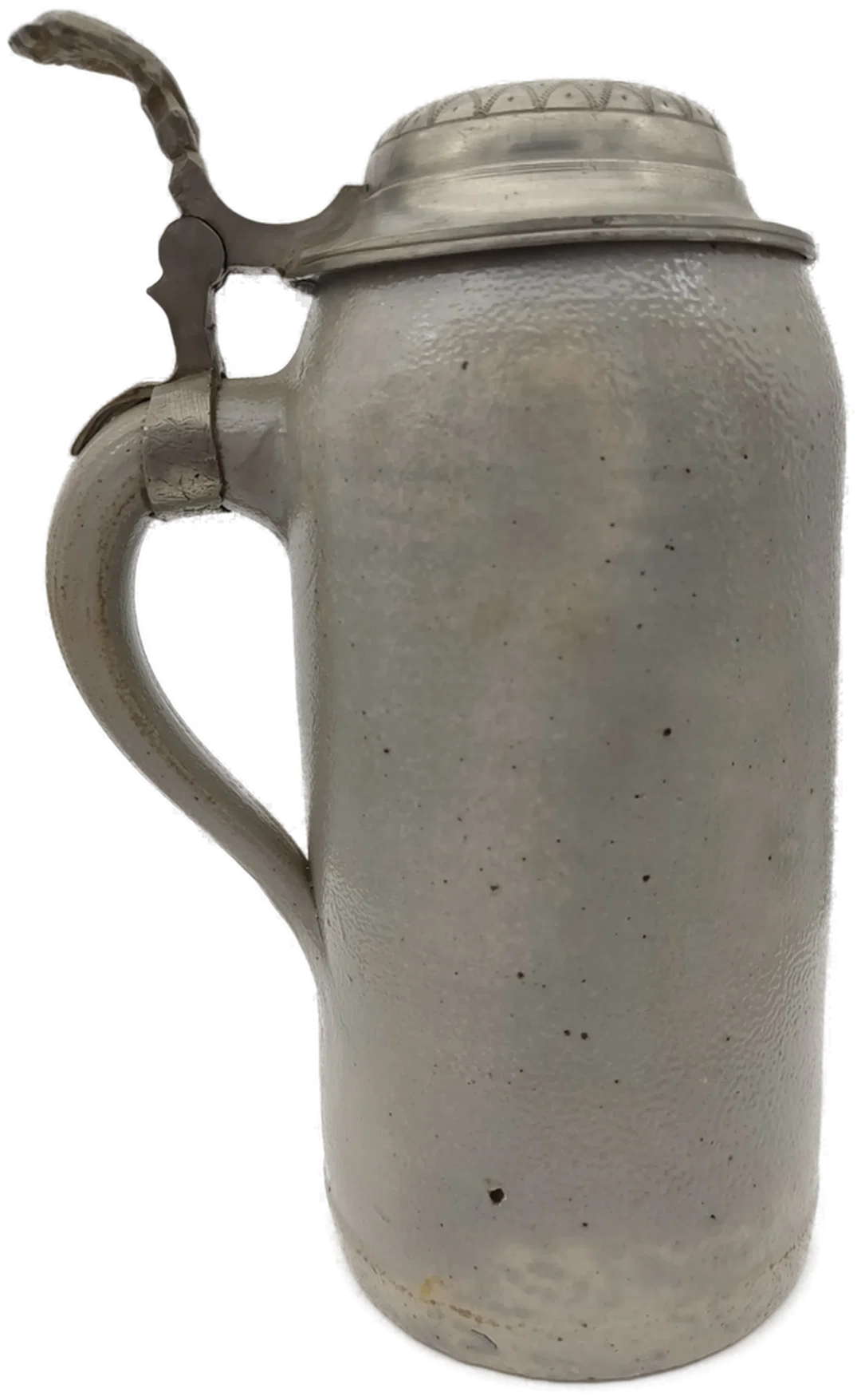Bierkrug Steinzeug mit Geprägter Zinndeckel  1 L | Mit Charakterspur - Bild 1