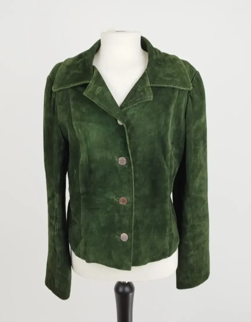 Grüner Trachtenmantel - ca. S/M, Kunstleder & Seide als Futter - Bild 1