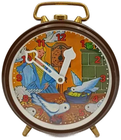 Vintage Wecker mit taubenfütterndem Mädchen Motiv – Vorschau 2