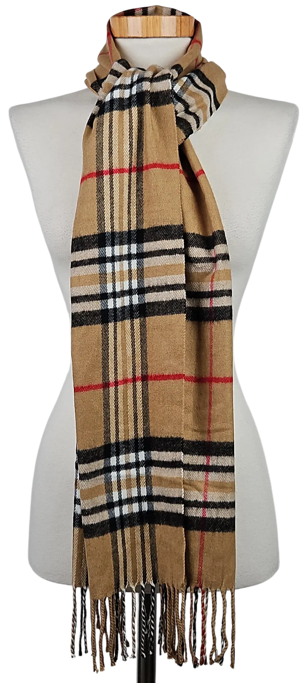 Damen Schal - beige /karierter - Bild 1