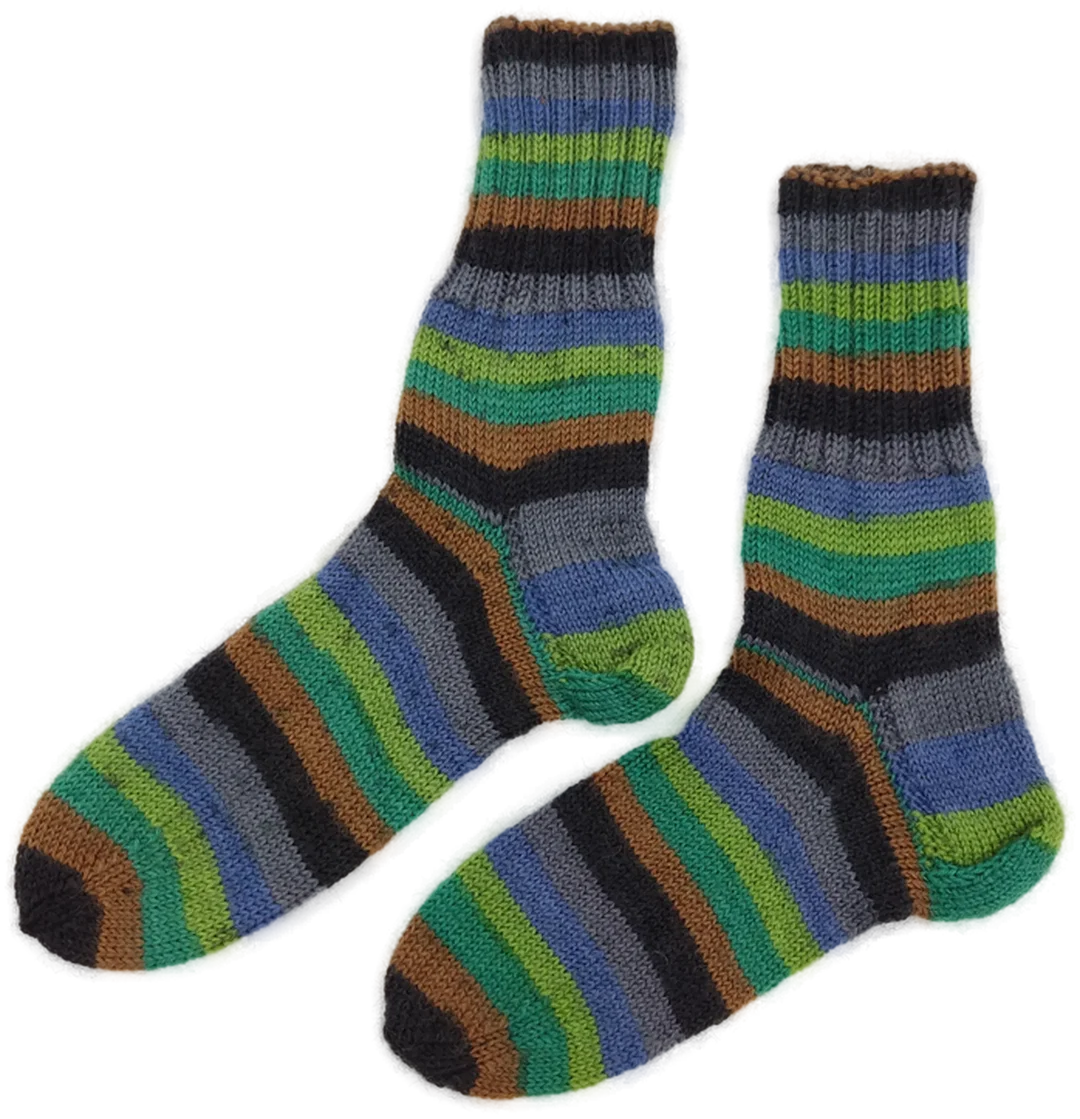 Socken handgestrickt, glatt, mehrfarbig gestreift, Größe 37 (geschätzt) – Bild 2