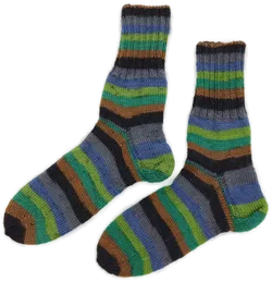 Socken handgestrickt, glatt, mehrfarbig gestreift, Größe 37 (geschätzt) - Bild 2