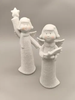2 Engelfiguren, weiße Keramik - Bild 1