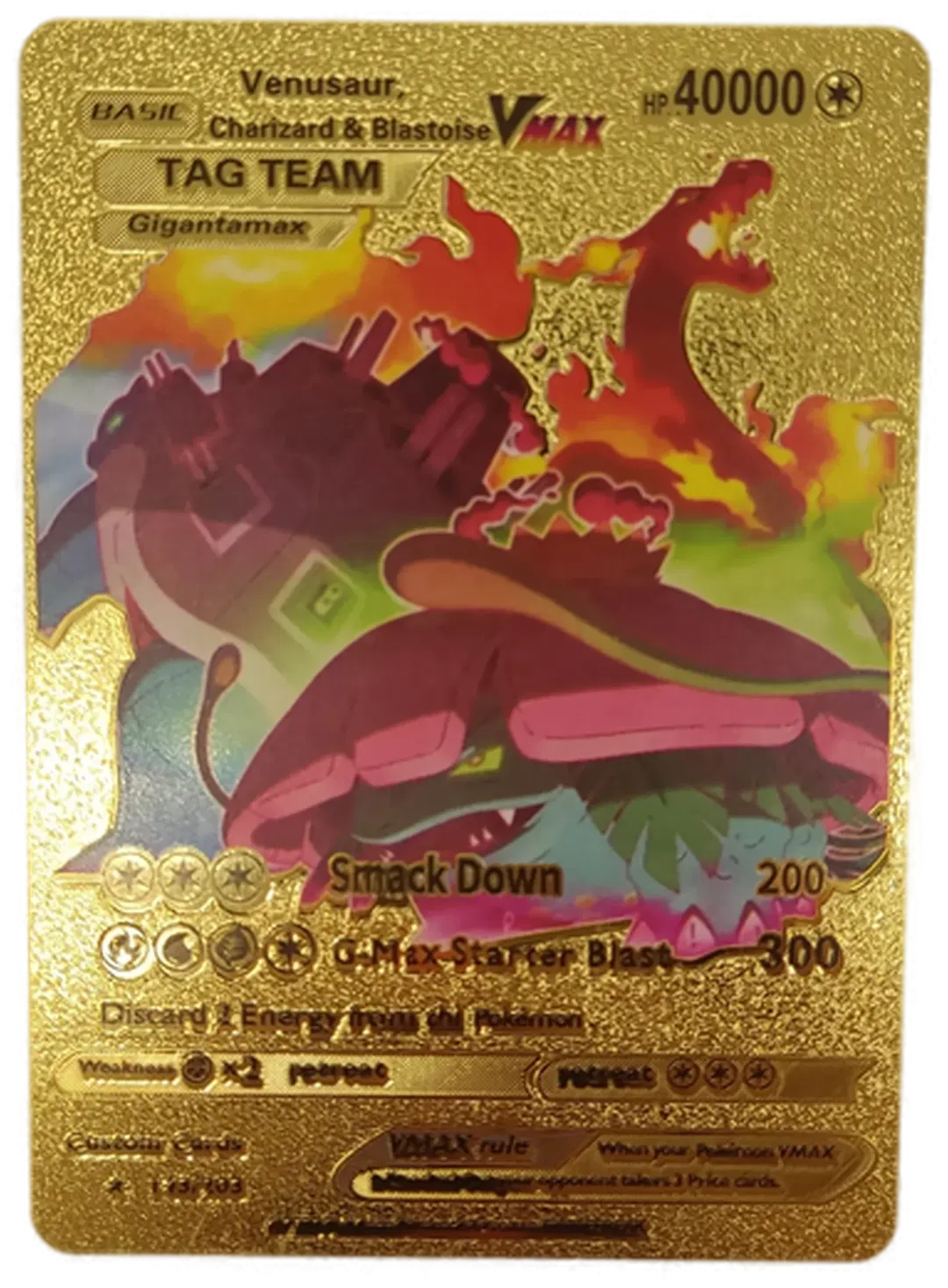 Pokémon Sammelkarte Goldfolie Venusaur Charizard & Blastoise Vmax BASIC - Bild 1
