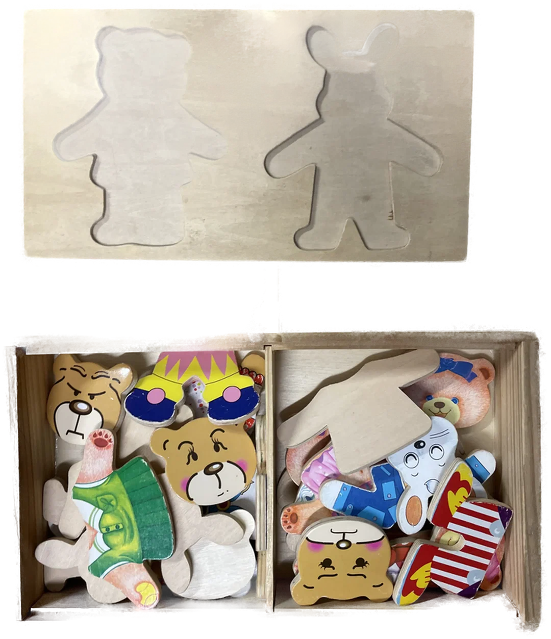 Ankleide Puzzle Bär und Hase aus Holz - ab 3 Jahren – Bild 2