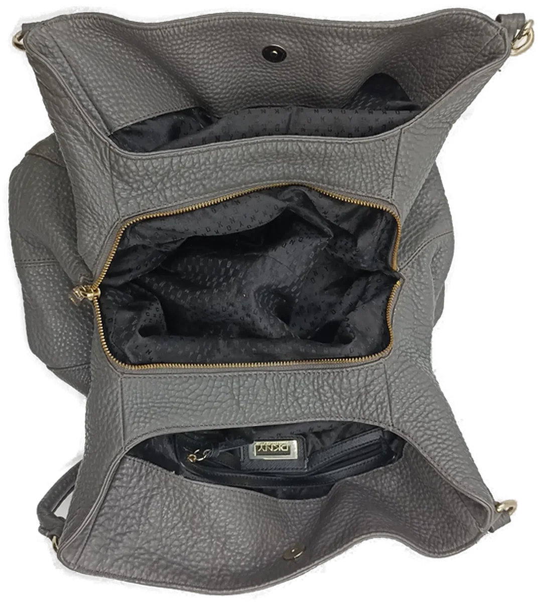 DKNY Damenhandtasche aus genarbtem Leder in Grau – Bild 9