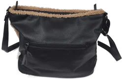 Handtasche, schwarz mit Plüsch, Winter - Bild 4