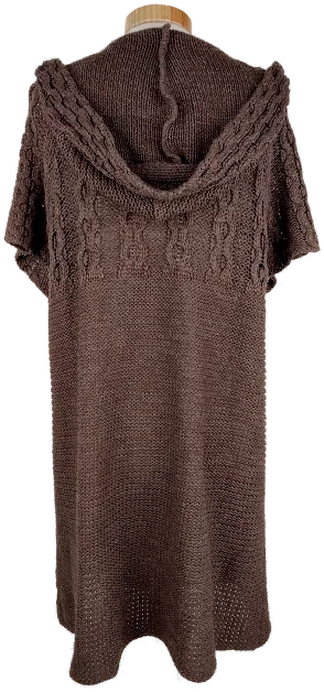 Strickweste 'Yessica", kurzarm, braun, gestrickt mit Kapuze, Größe XL – Bild 3