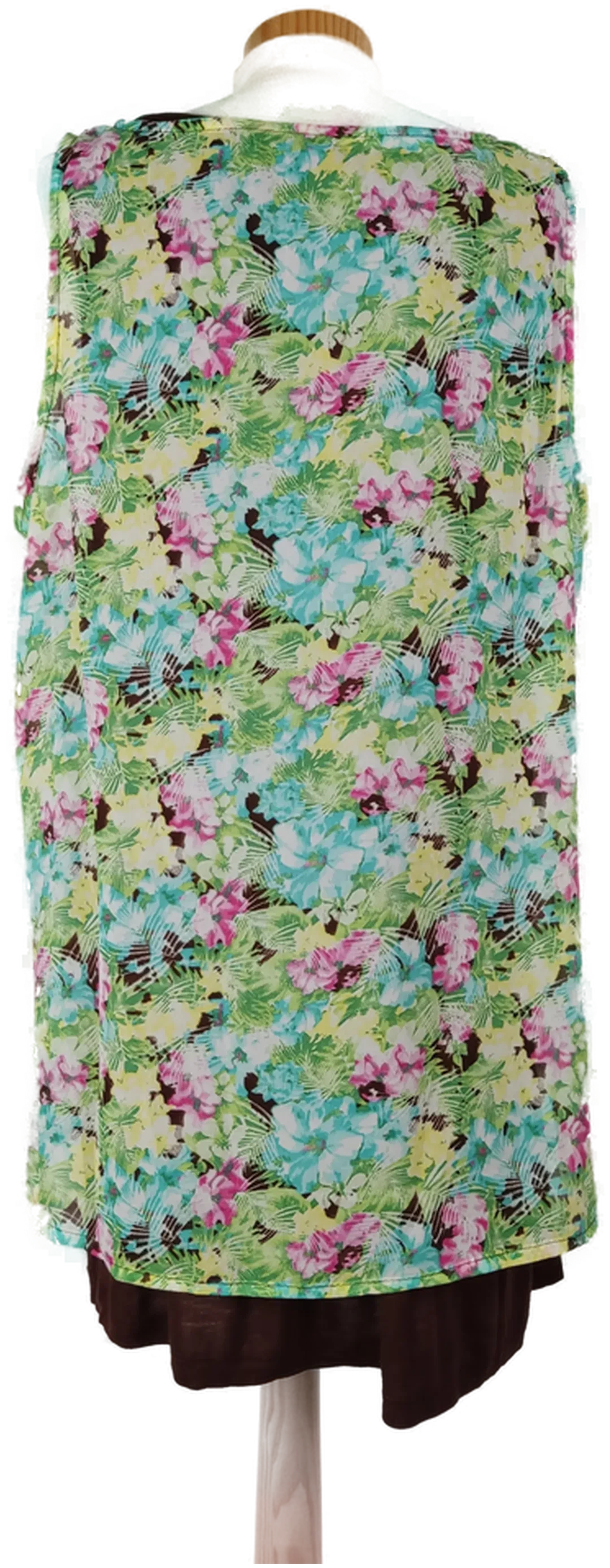 Damen Shirt bunt geblümt mit braunem Untershirt - Gr. 38/40 o. M – Bild 2