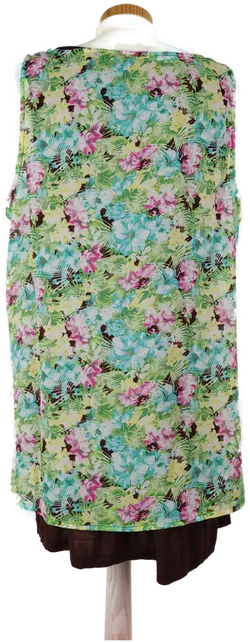 Damen Shirt bunt geblümt mit braunem Untershirt - Gr. 38/40 o. M - Bild 2