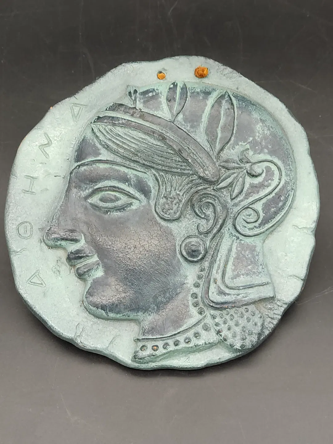 Antiker Reliefkopf der Göttin Athene - Vintage Keramik Wanddekoration - Bild 4