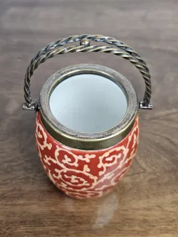 Vintage Porzellangefäß mit Metallgriff - Höhe inkl. Griff ca. 16 cm  - Bild 2