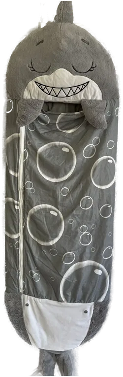 Happy Nappers Hai- flauschiger Kinderschlafsack und Kissen (2 in 1) grau | Large 6-12 Jahre  - Bild 1