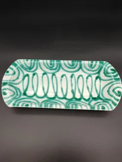 Gmundner Keramik Servierplatte grün geflammt  - Bild 3