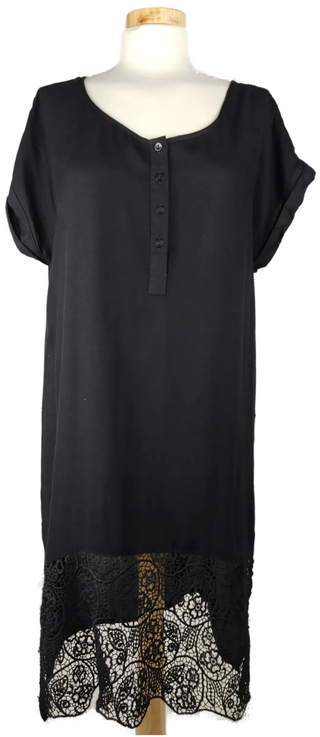 Damen Kleid kurzarm schwarz mit Spitzendetails - L/40 - Bild 4