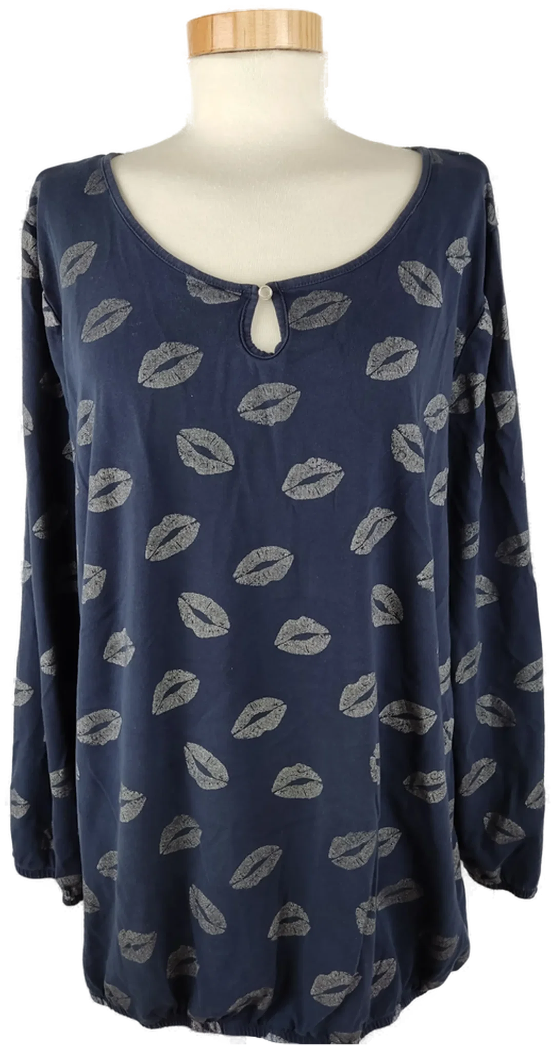 T-Shirt "Gina Benotti", langarm mit Rundhalsausschnitt, blau/grau gemustert, Größe XL – Bild 1
