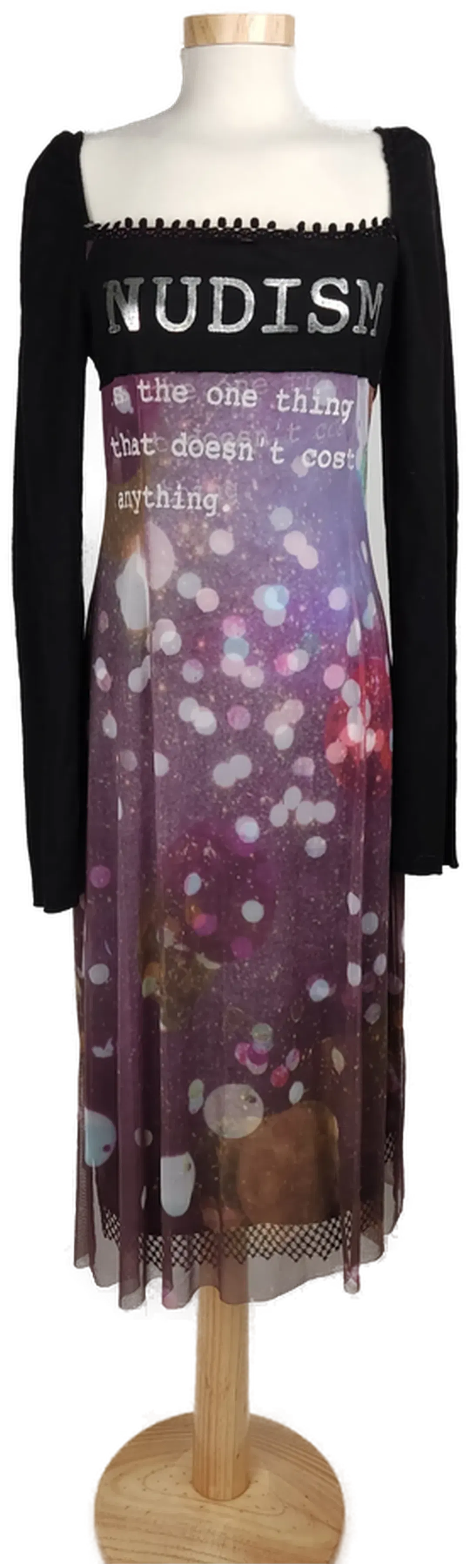 Damen Kleid schwarz/lila gemustert - M/40 - Bild 1