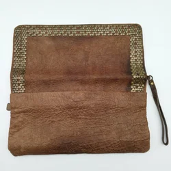 Minoronzoni 1953 Vintage Handtasche/Clutch mit Nieten | Leder | Braun – Vorschau 4