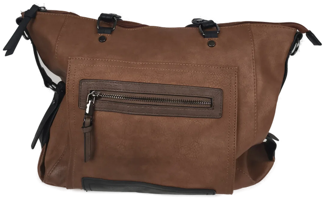 Henkeltasche, braun/schwarz, Kunstleder – Bild 3